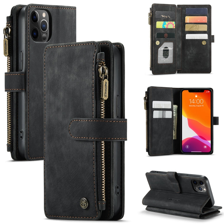  12 Pro CaseMe-C30 PU + TPU Multifunctional Horizontal Flip Leather Case with Holder & Card Slot & Wallet & Zipper Pocket(Black) Eurekaonline