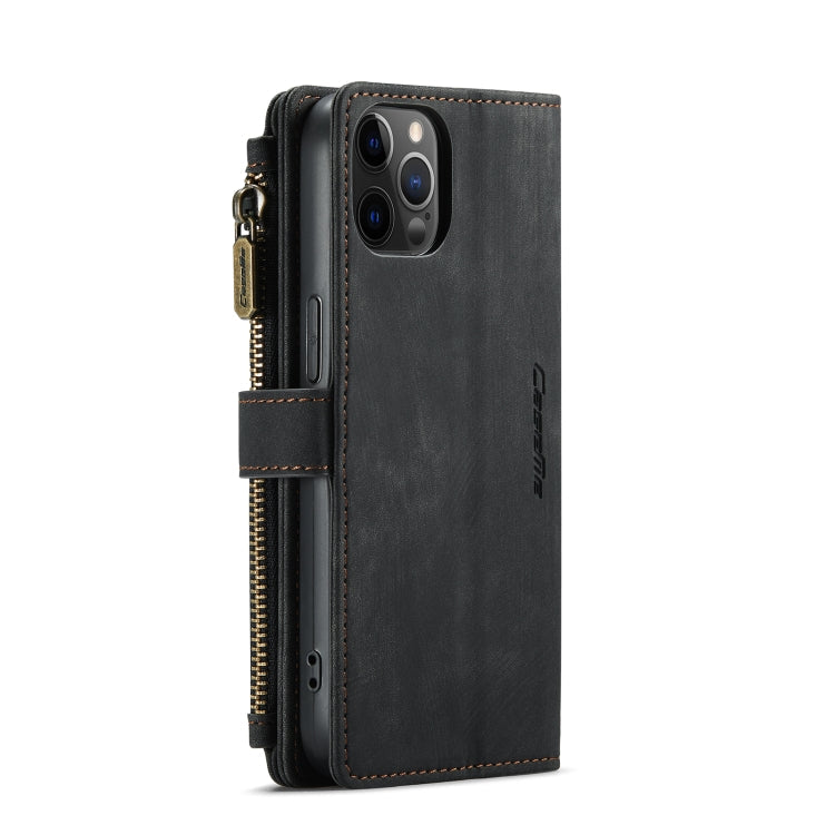 For iPhone 12 / 12 Pro CaseMe-C30 PU + TPU Multifunctional Horizontal Flip Leather Case with Holder & Card Slot & Wallet & Zipper Pocket(Black) Eurekaonline