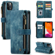 For iPhone 12 / 12 Pro CaseMe-C30 PU + TPU Multifunctional Horizontal Flip Leather Case with Holder & Card Slot & Wallet & Zipper Pocket(Blue) Eurekaonline