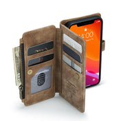 For iPhone 12 / 12 Pro CaseMe-C30 PU + TPU Multifunctional Horizontal Flip Leather Case with Holder & Card Slot & Wallet & Zipper Pocket(Brown) Eurekaonline