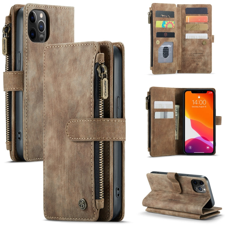  12 Pro CaseMe-C30 PU + TPU Multifunctional Horizontal Flip Leather Case with Holder & Card Slot & Wallet & Zipper Pocket(Brown) Eurekaonline