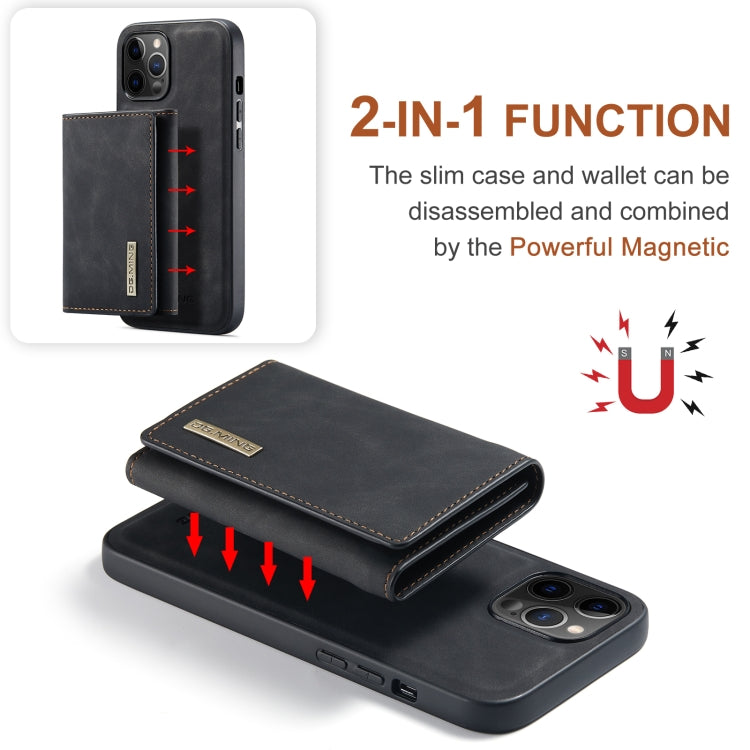 For iPhone 12 / 12 Pro DG.MING M1 Series 3-Fold Multi Card Wallet + Magnetic Back Cover Shockproof Case with Holder Function(Black) Eurekaonline