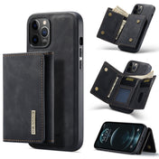 For iPhone 12 / 12 Pro DG.MING M1 Series 3-Fold Multi Card Wallet + Magnetic Back Cover Shockproof Case with Holder Function(Black) Eurekaonline