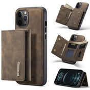 For iPhone 12 / 12 Pro DG.MING M1 Series 3-Fold Multi Card Wallet + Magnetic Back Cover Shockproof Case with Holder Function(Coffee) Eurekaonline