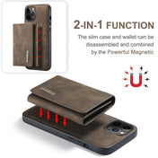 For iPhone 12 / 12 Pro DG.MING M1 Series 3-Fold Multi Card Wallet + Magnetic Back Cover Shockproof Case with Holder Function(Coffee) Eurekaonline