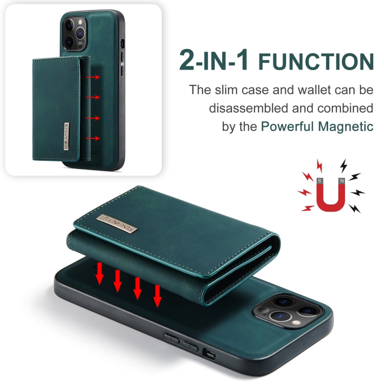 For iPhone 12 / 12 Pro DG.MING M1 Series 3-Fold Multi Card Wallet + Magnetic Back Cover Shockproof Case with Holder Function(Green) Eurekaonline