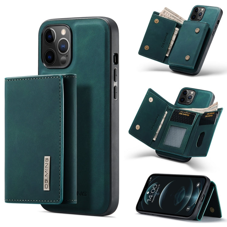  12 Pro DG.MING M1 Series 3-Fold Multi Card Wallet + Magnetic Back Cover Shockproof Case with Holder Function(Green) Eurekaonline