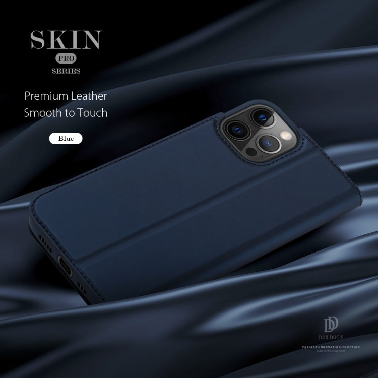  12 Pro DUX DUCIS Skin Pro Series Horizontal Flip PU + TPU Leather Case, with Holder & Card Slots(Blue) Eurekaonline