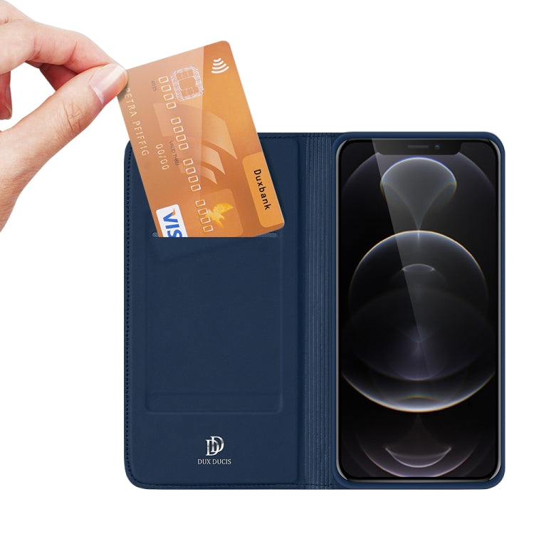 For iPhone 12 / 12 Pro DUX DUCIS Skin Pro Series Horizontal Flip PU + TPU Leather Case, with Holder & Card Slots(Blue) Eurekaonline