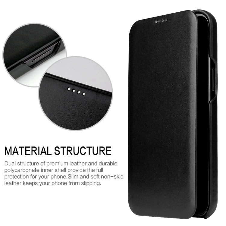 For iPhone 12 / 12 Pro Fierre Shann Business Magnetic Horizontal Flip Genuine Leather Case(Black) Eurekaonline