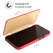 For iPhone 12 / 12 Pro Fierre Shann Business Magnetic Horizontal Flip Genuine Leather Case(Red) Eurekaonline
