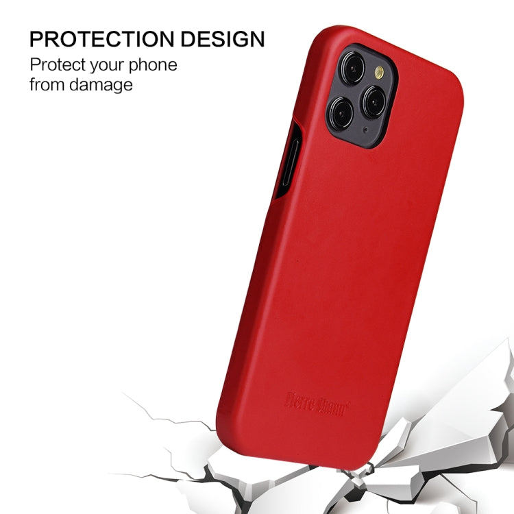 For iPhone 12 / 12 Pro Fierre Shann Business Magnetic Horizontal Flip Genuine Leather Case(Red) Eurekaonline