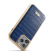 For iPhone 12 / 12 Pro Fierre Shann Crocodile Texture Electroplating PU Phone Case(Blue) Eurekaonline
