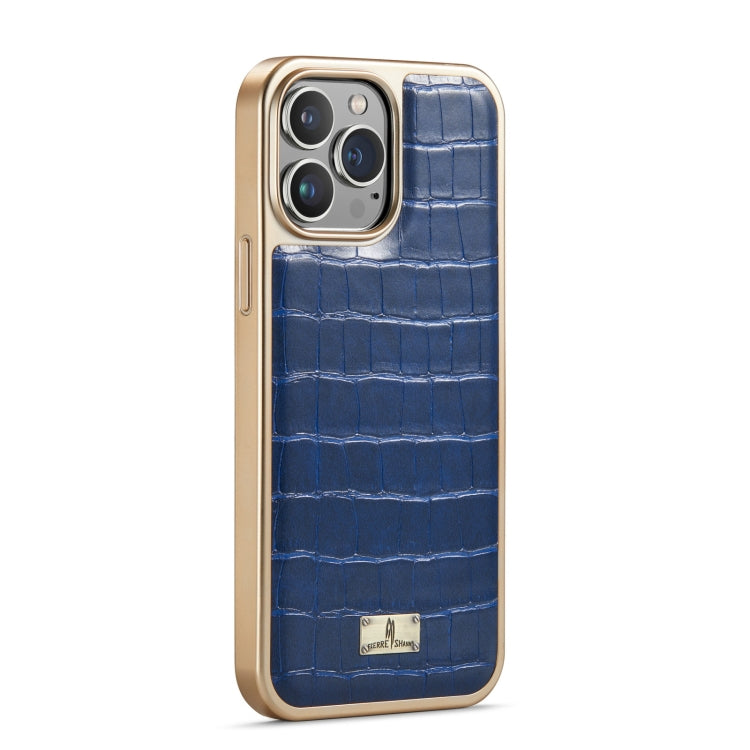  12 Pro Fierre Shann Crocodile Texture Electroplating PU Phone Case(Blue) Eurekaonline