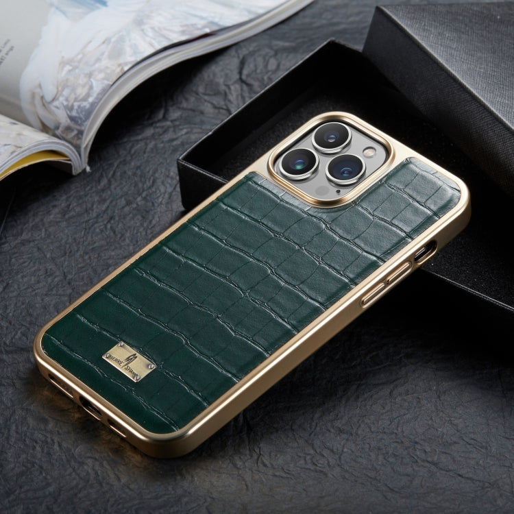  12 Pro Fierre Shann Crocodile Texture Electroplating PU Phone Case(Green) Eurekaonline