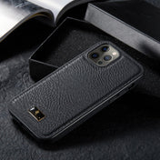 For iPhone 12 / 12 Pro Fierre Shann Leather Texture Phone Back Cover Case(Cowhide Black) Eurekaonline