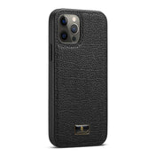 For iPhone 12 / 12 Pro Fierre Shann Leather Texture Phone Back Cover Case(Lychee Black) Eurekaonline
