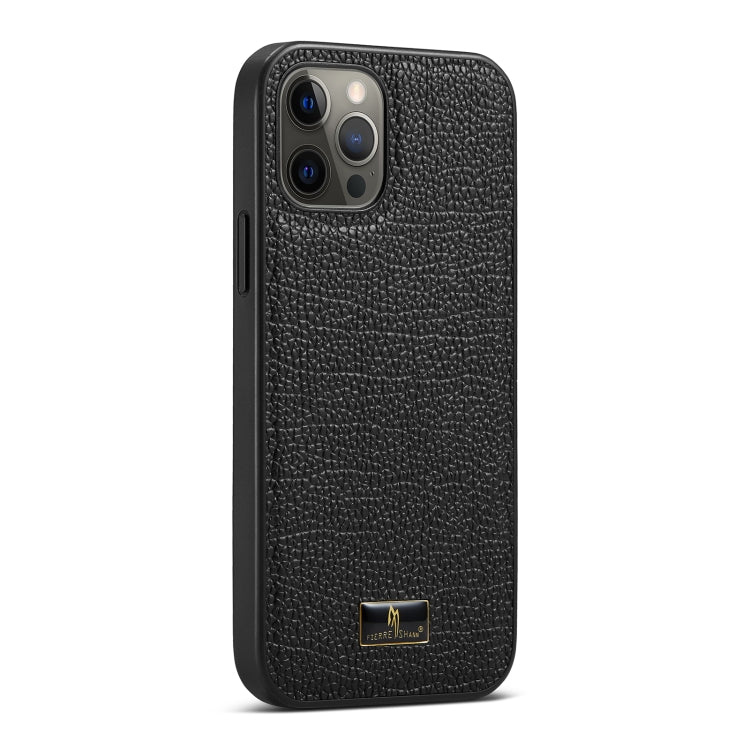  12 Pro Fierre Shann Leather Texture Phone Back Cover Case(Lychee Black) Eurekaonline