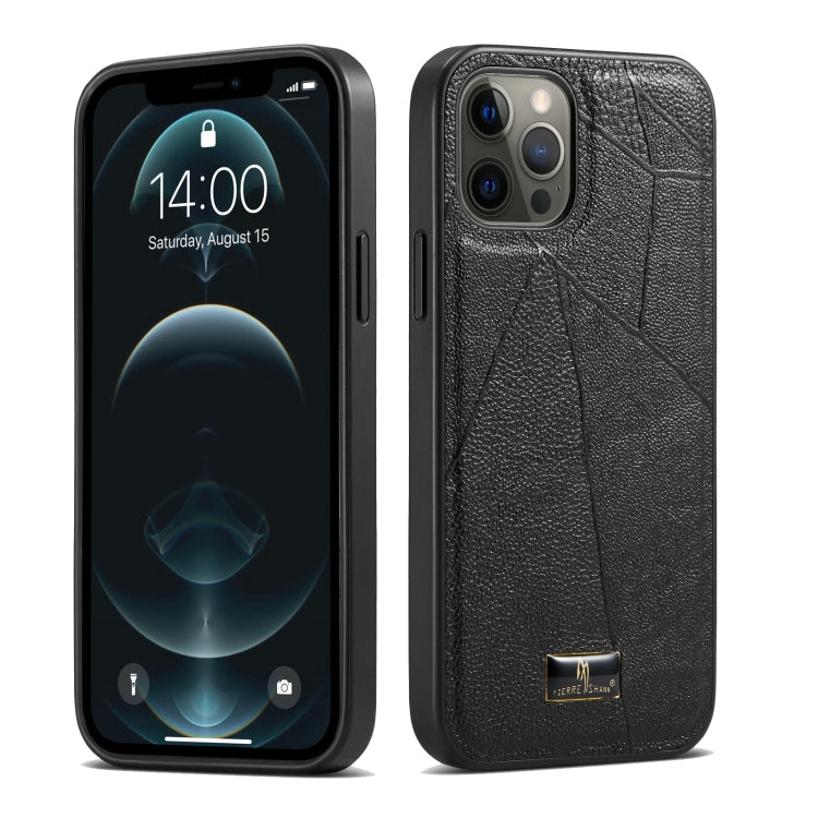  12 Pro Fierre Shann Leather Texture Phone Back Cover Case(Ox Tendon Black) Eurekaonline