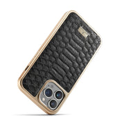 For iPhone 12 / 12 Pro Fierre Shann Python Texture Electroplating PU Phone Case(Black) Eurekaonline