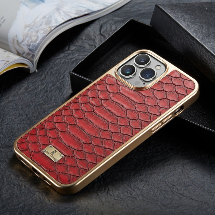  12 Pro Fierre Shann Python Texture Electroplating PU Phone Case(Red) Eurekaonline