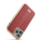 For iPhone 12 / 12 Pro Fierre Shann Python Texture Electroplating PU Phone Case(Red) Eurekaonline