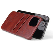 For iPhone 12 / 12 Pro Fierre Shann Retro Oil Wax Texture PU Leather Case with Card Slots(Brown) Eurekaonline