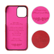 For iPhone 12 / 12 Pro Fierre Shann Retro Oil Wax Texture PU Leather Case with Card Slots(Red) Eurekaonline