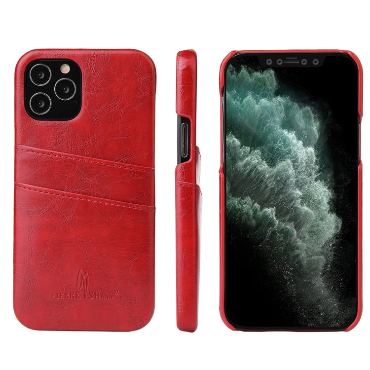  12 Pro Fierre Shann Retro Oil Wax Texture PU Leather Case with Card Slots(Red) Eurekaonline