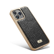 For iPhone 12 / 12 Pro Fierre Shann Snake Texture Electroplating PU Phone Case(Black) Eurekaonline