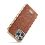 For iPhone 12 / 12 Pro Fierre Shann Snake Texture Electroplating PU Phone Case(Brown) Eurekaonline
