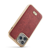 For iPhone 12 / 12 Pro Fierre Shann Snake Texture Electroplating PU Phone Case(Red) Eurekaonline