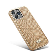 For iPhone 12 / 12 Pro Fierre Shann Snake Texture Electroplating PU Phone Case(White) Eurekaonline