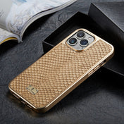 For iPhone 12 / 12 Pro Fierre Shann Snake Texture Electroplating PU Phone Case(White) Eurekaonline