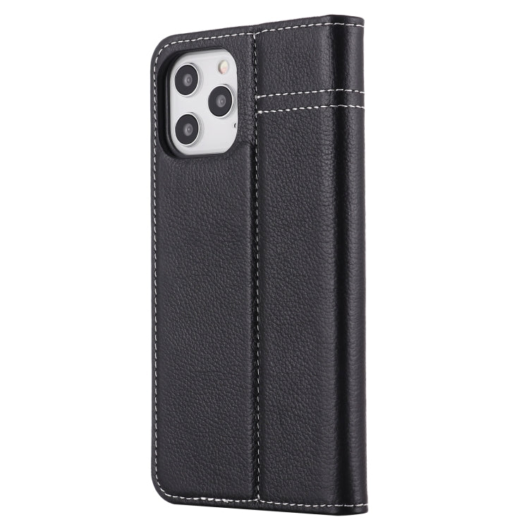 For iPhone 12 / 12 Pro GEBEI Top-grain Leather Horizontal Flip Protective Case with Holder & Card Slots(Black) Eurekaonline