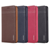 For iPhone 12 / 12 Pro GEBEI Top-grain Leather Horizontal Flip Protective Case with Holder & Card Slots(Blue) Eurekaonline