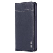 For iPhone 12 / 12 Pro GEBEI Top-grain Leather Horizontal Flip Protective Case with Holder & Card Slots(Blue) Eurekaonline