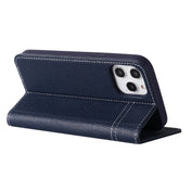 For iPhone 12 / 12 Pro GEBEI Top-grain Leather Horizontal Flip Protective Case with Holder & Card Slots(Blue) Eurekaonline