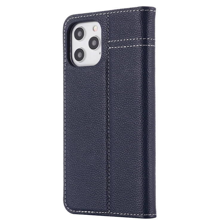 For iPhone 12 / 12 Pro GEBEI Top-grain Leather Horizontal Flip Protective Case with Holder & Card Slots(Blue) Eurekaonline