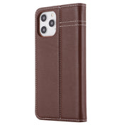 For iPhone 12 / 12 Pro GEBEI Top-grain Leather Horizontal Flip Protective Case with Holder & Card Slots(Brown) Eurekaonline