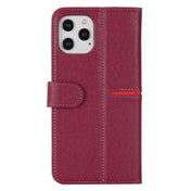 For iPhone 12 / 12 Pro GEBEI Top-grain Leather Horizontal Flip Protective Case with Holder & Card Slots & Wallet & Photo Frame(Wine Red) Eurekaonline