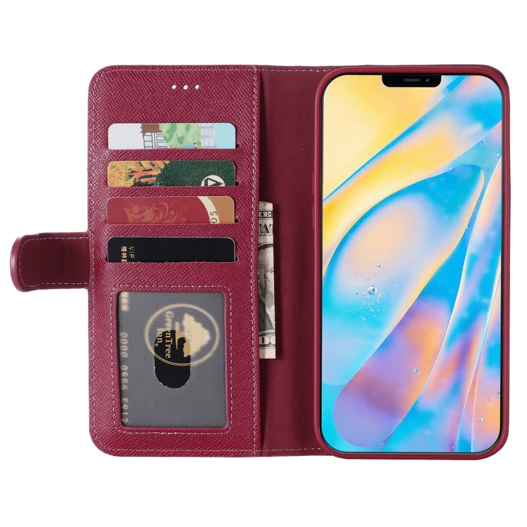 For iPhone 12 / 12 Pro GEBEI Top-grain Leather Horizontal Flip Protective Case with Holder & Card Slots & Wallet & Photo Frame(Wine Red) Eurekaonline