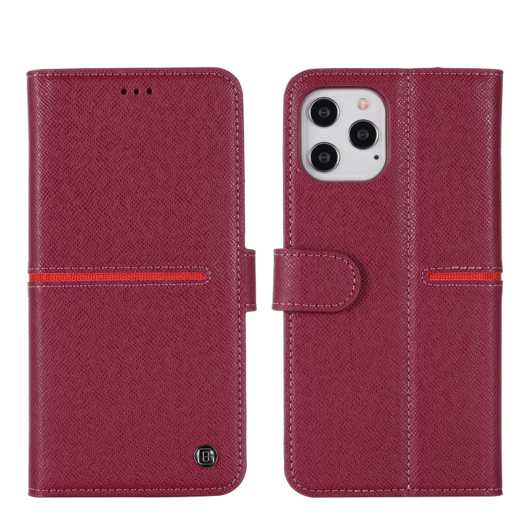  12 Pro GEBEI Top-grain Leather Horizontal Flip Protective Case with Holder & Card Slots & Wallet & Photo Frame(Wine Red) Eurekaonline