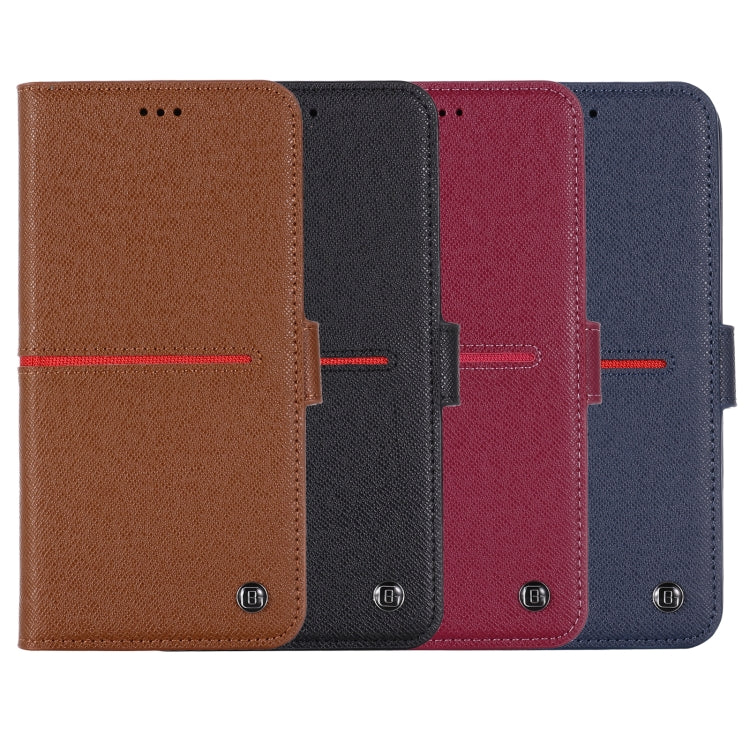 For iPhone 12 / 12 Pro GEBEI Top-grain Leather Horizontal Flip Protective Case with Holder & Card Slots & Wallet & Photo Frame(Wine Red) Eurekaonline