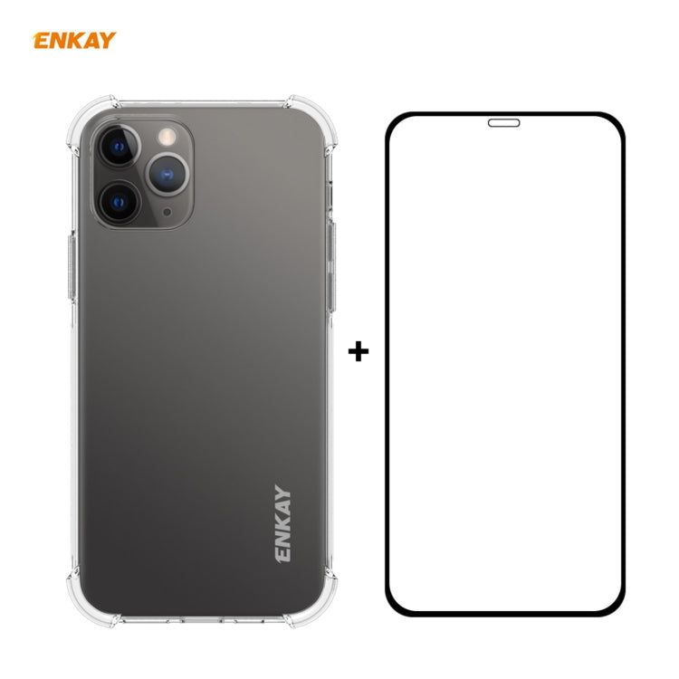  12 Pro Hat-Prince ENKAY 2 in 1 Clear TPU Soft Case Shockproof Cover + 0.26mm 9H 2.5D Full Glue Full Coverage Tempered Glass Protector Film Eurekaonline