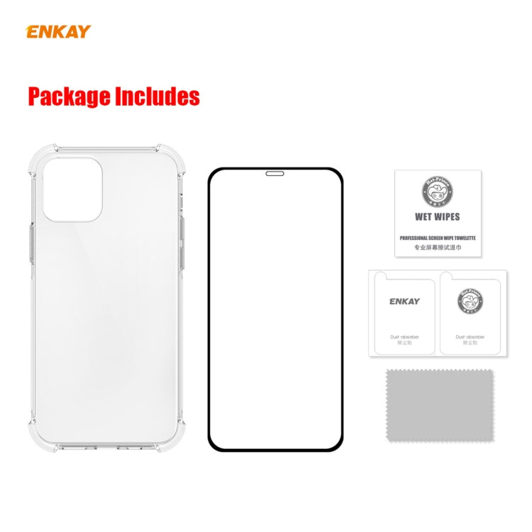 For iPhone 12 / 12 Pro Hat-Prince ENKAY 2 in 1 Clear TPU Soft Case Shockproof Cover + 0.26mm 9H 2.5D Full Glue Full Coverage Tempered Glass Protector Film Eurekaonline