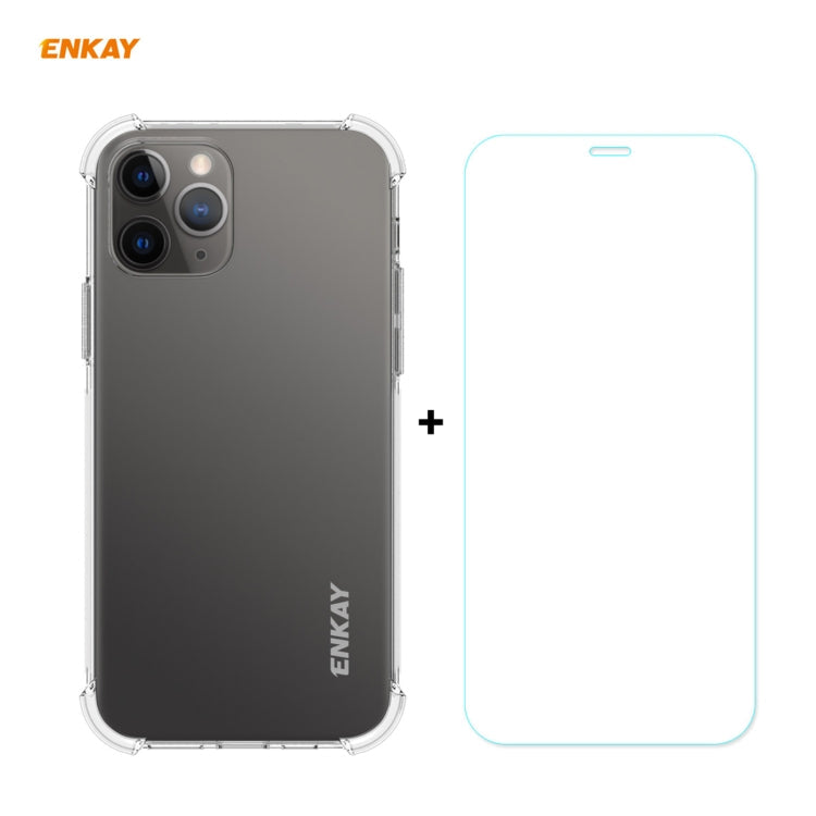 For iPhone 12 / 12 Pro Hat-Prince ENKAY 2 in 1 Clear TPU Soft Case Shockproof Cover + 0.26mm 9H 2.5D Tempered Glass Protector Film Eurekaonline