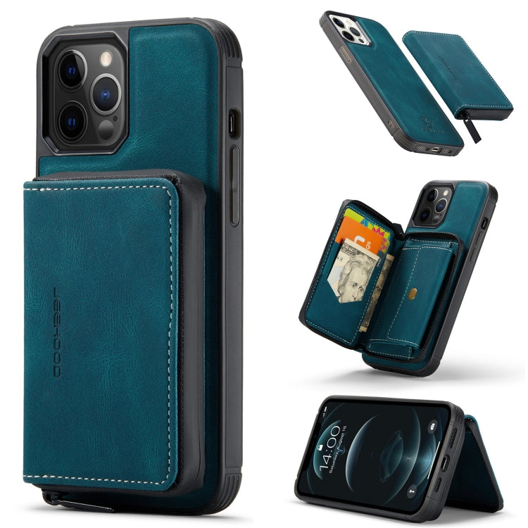  12 Pro JEEHOOD Magnetic Zipper Horizontal Flip Leather Case with Holder & Card Slot & Wallet(Blue) Eurekaonline
