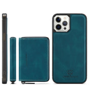 For iPhone 12 / 12 Pro JEEHOOD Magnetic Zipper Horizontal Flip Leather Case with Holder & Card Slot & Wallet(Blue) Eurekaonline