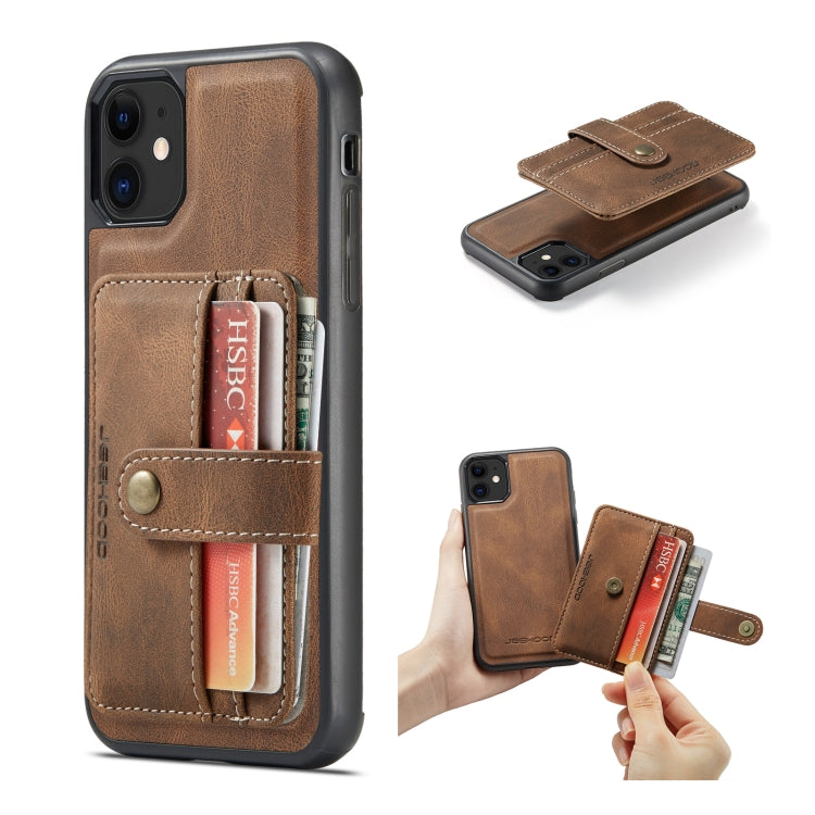 For iPhone 12 / 12 Pro JEEHOOD RFID Blocking Anti-Theft Wallet Phone Case(Brown) Eurekaonline